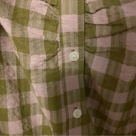 NWT Puff Short Sleeve Button-Front Blouse in Multicolor Plaid Size XXL - Picture 9 of 12